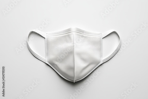Simple white face mask placed on a smooth surface for health and safety purposes during a pandemic