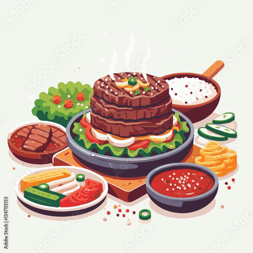 cuisine, meal, dish, meat, bulgogi, delicious, dinner, restaurant, beef, cooking, lunch, traditional, food, healthy, gourmet, asian, background, menu, spicy, plate, bbq, korean, korean food, barbecue,