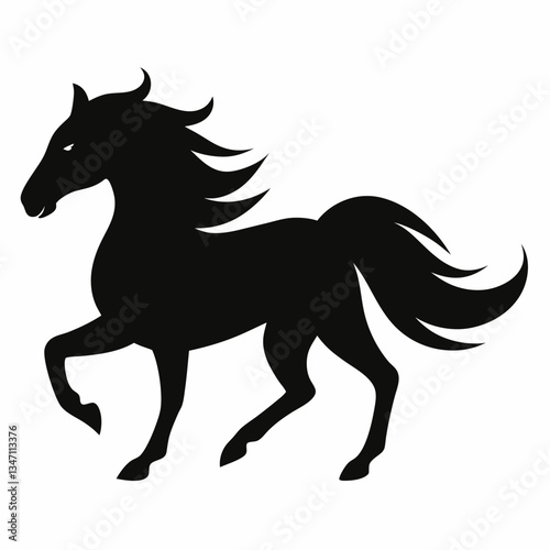 A vector silhouette of a galloping horse, 