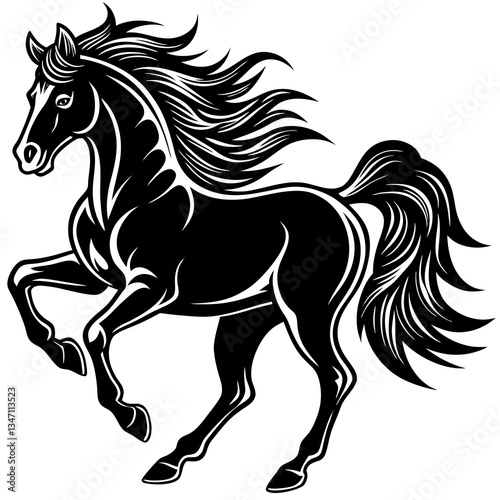 A vector silhouette of a galloping horse, 