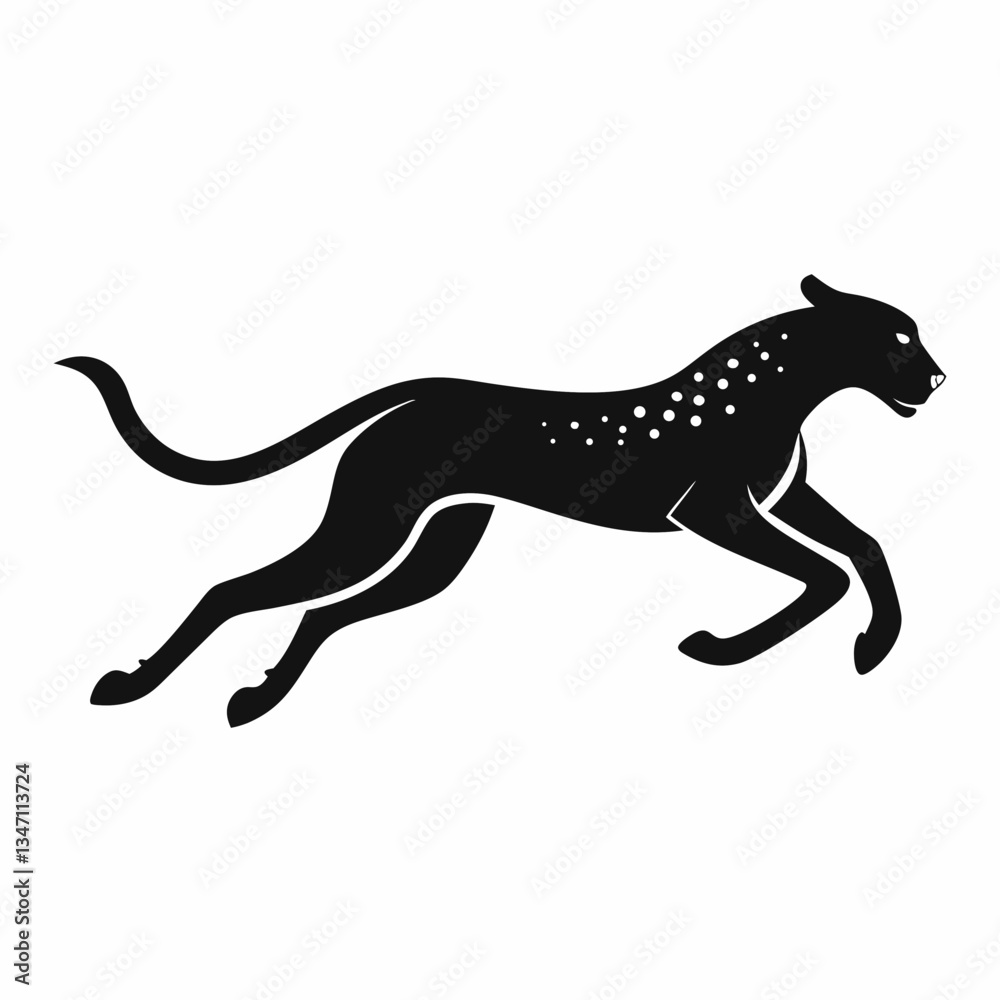 Fototapeta premium A vector silhouette of a running cheetah, 