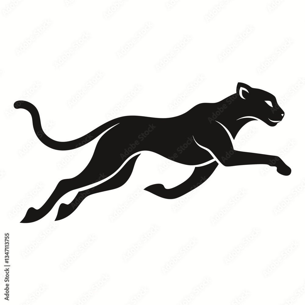 A vector silhouette of a running cheetah, A vector silhouette of a running cheetah,