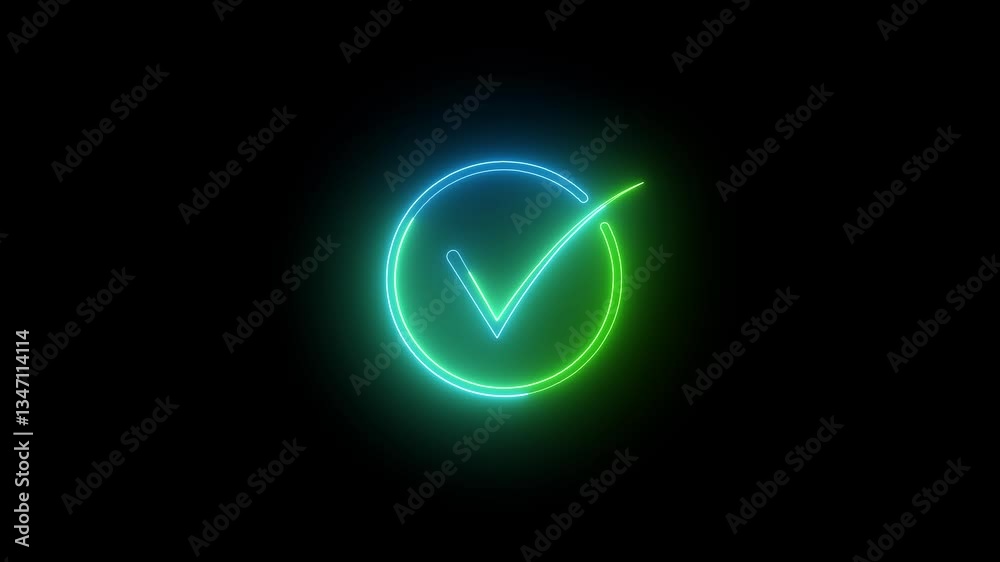 Green saine color checkmark a circle animated. glowing neon line .checkmark inside a circle animated on a black background. Green saine color checkmark a circle animated. glowing neon line .checkmark inside a circle animated on a black background.