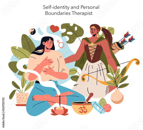 Psychotherapists. Flat Vector Illustration