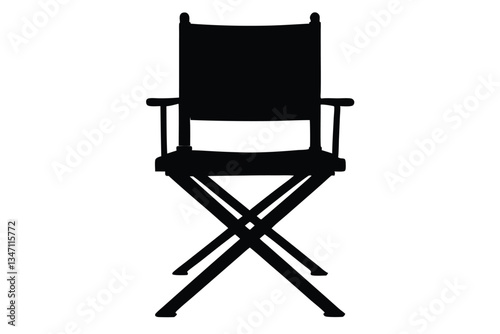 Director Chair icon silhouette vector, folding chair icon Vector flat thin line illustration