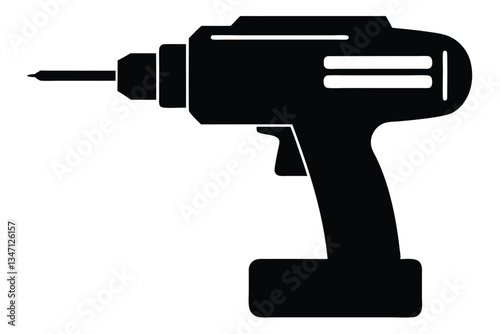 Dryer Repair vector, cordless drill isolated on black and white, Drill silhouette vector art illustration