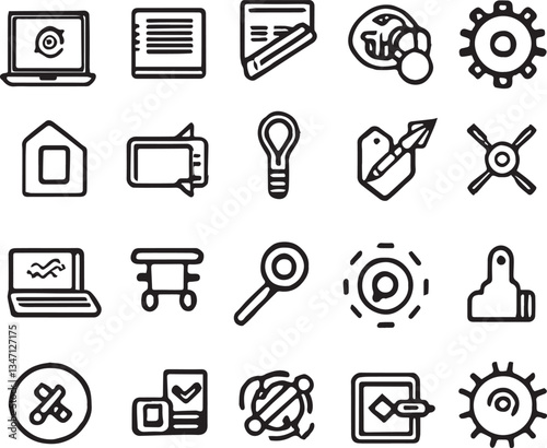 Setting and Setup line icon set