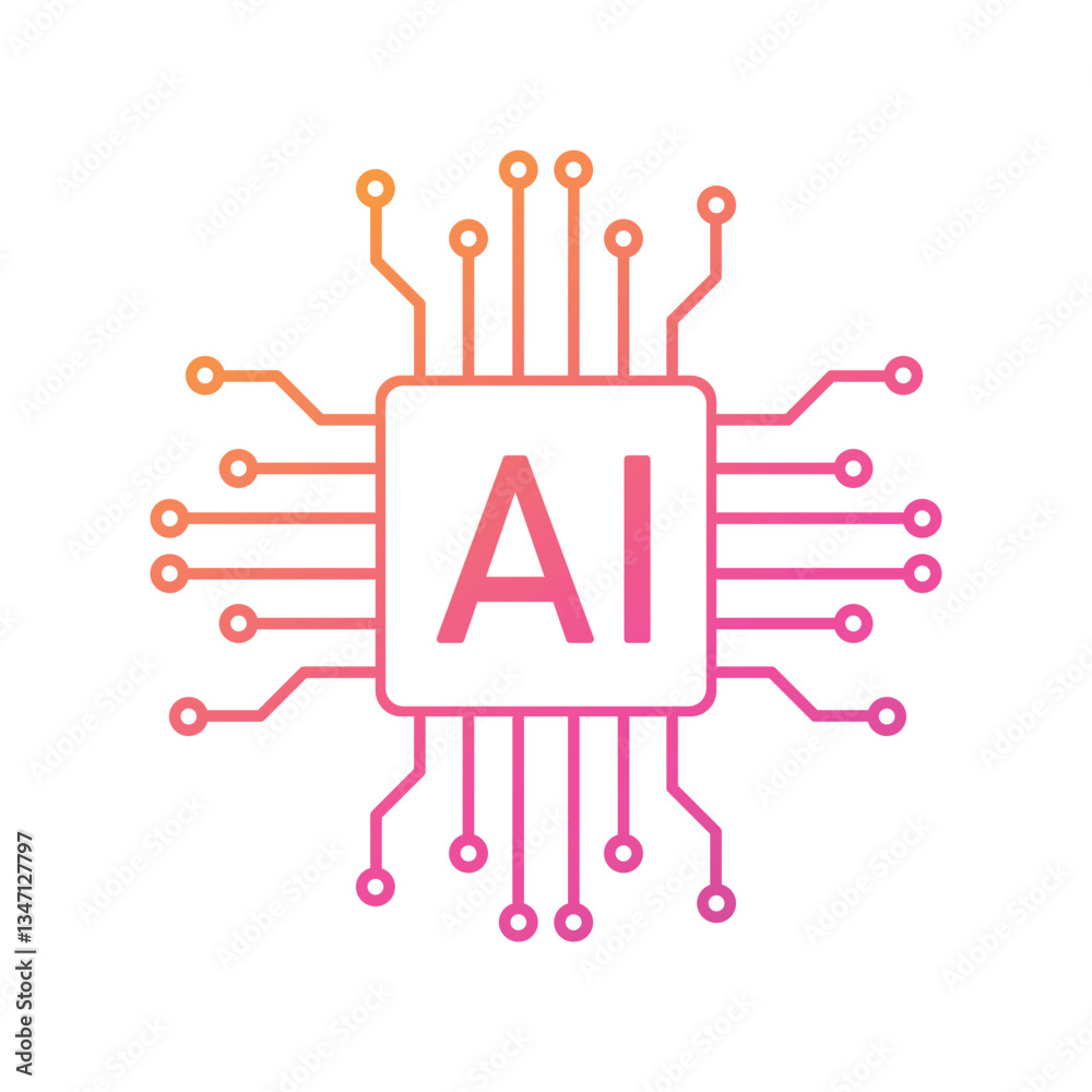 Artificial Intelligence AI Chip in Human Brain. Artificial Intelligence icon with Machine learning, digital skills, generative AI, AI technology, algorithm, virtual intelligence and future