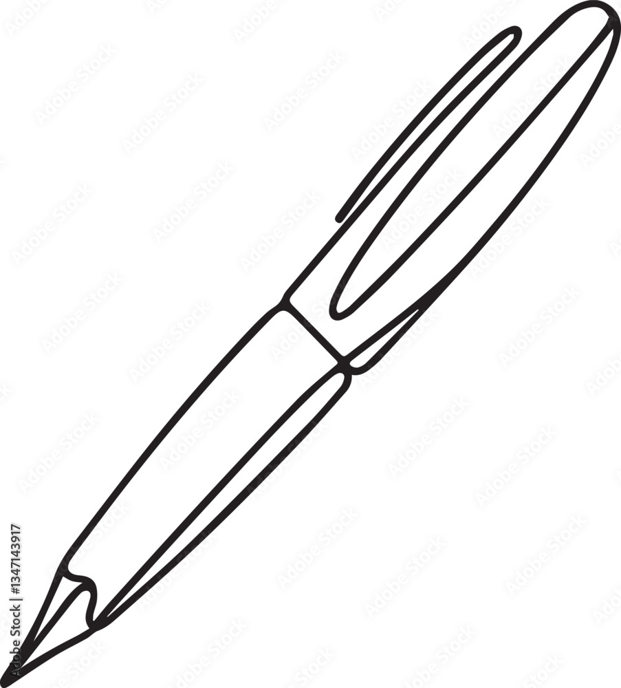 A Pen Continuous Line Art Drawing – Black Vector A Pen Continuous Line Art Drawing – Black Vector