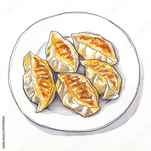 watercolor copic marker concept sketch o Gyoza
