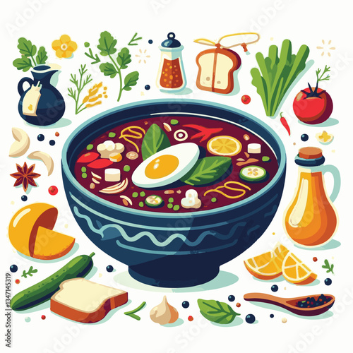 soup, food, borscht, bowl, ukrainian, dish, lunch, dinner, vegetable, beet, cream, cuisine, borsch, beetroot, red, meat, traditional, healthy, meal, homemade, hot, gourmet, plate, garlic, tasty, cooki
