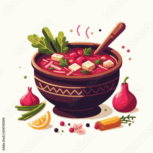soup, food, borscht, bowl, ukrainian, dish, lunch, dinner, vegetable, beet, cream, cuisine, borsch, beetroot, red, meat, traditional, healthy, meal, homemade, hot, gourmet, plate, garlic, tasty, cooki