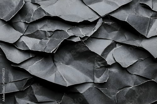 Obraz na płótnie Crumpled dark gray paper texture background w salonie