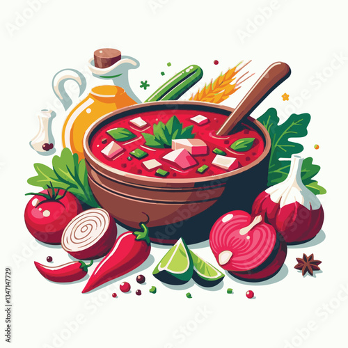 soup, food, borscht, bowl, ukrainian, dish, lunch, dinner, vegetable, beet, cream, cuisine, borsch, beetroot, red, meat, traditional, healthy, meal, homemade, hot, gourmet, plate, garlic, tasty, cooki