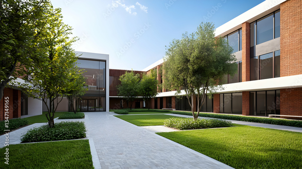 Modern Courtyard Building Design With Lush Landscaping Modern Courtyard Building Design With Lush Landscaping