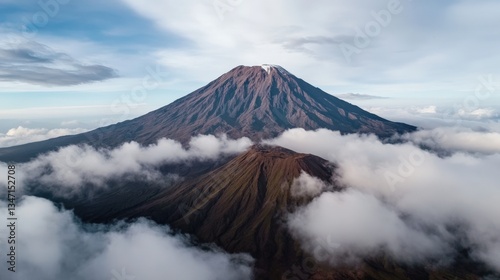 Majestic volcano eruption indonesia aerial view cloudy sky natural wonder photo