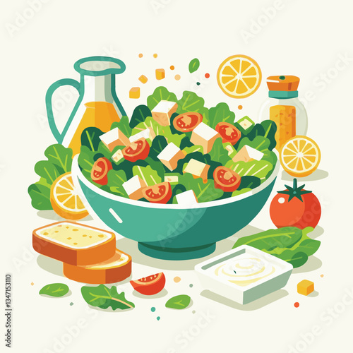 healthy, lunch, food, cheese, meal, lettuce, fresh, salad, green, gourmet, bread, parmesan, delicious, sauce, vegetable, dinner, caesar, bowl, chicken, appetizer, cuisine, dish, crouton, grilled, plat
