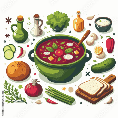 soup, food, borscht, bowl, ukrainian, dish, lunch, dinner, vegetable, beet, cream, cuisine, borsch, beetroot, red, meat, traditional, healthy, meal, homemade, hot, gourmet, plate, garlic, tasty, cooki