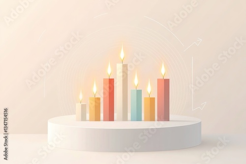 Vector : Candle sticks and bar chart with arrows on business bac