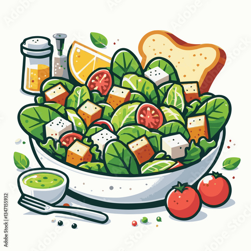 healthy, lunch, food, cheese, meal, lettuce, fresh, salad, green, gourmet, bread, parmesan, delicious, sauce, vegetable, dinner, caesar, bowl, chicken, appetizer, cuisine, dish, crouton, grilled, plat