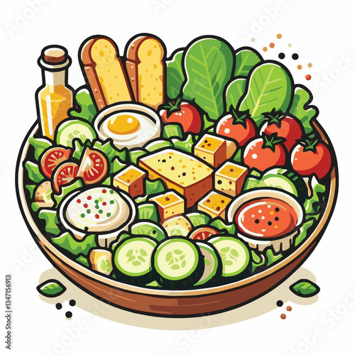 healthy, lunch, food, cheese, meal, lettuce, fresh, salad, green, gourmet, bread, parmesan, delicious, sauce, vegetable, dinner, caesar, bowl, chicken, appetizer, cuisine, dish, crouton, grilled, plat