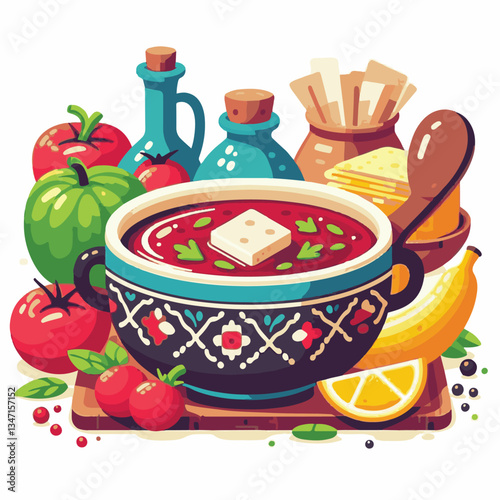 soup, food, borscht, bowl, ukrainian, dish, lunch, dinner, vegetable, beet, cream, cuisine, borsch, beetroot, red, meat, traditional, healthy, meal, homemade, hot, gourmet, plate, garlic, tasty, cooki