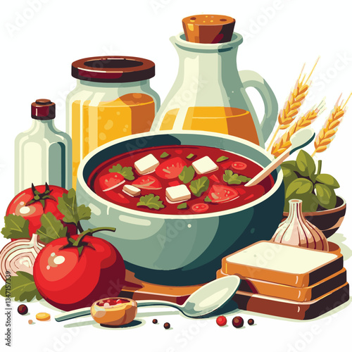 soup, food, borscht, bowl, ukrainian, dish, lunch, dinner, vegetable, beet, cream, cuisine, borsch, beetroot, red, meat, traditional, healthy, meal, homemade, hot, gourmet, plate, garlic, tasty, cooki