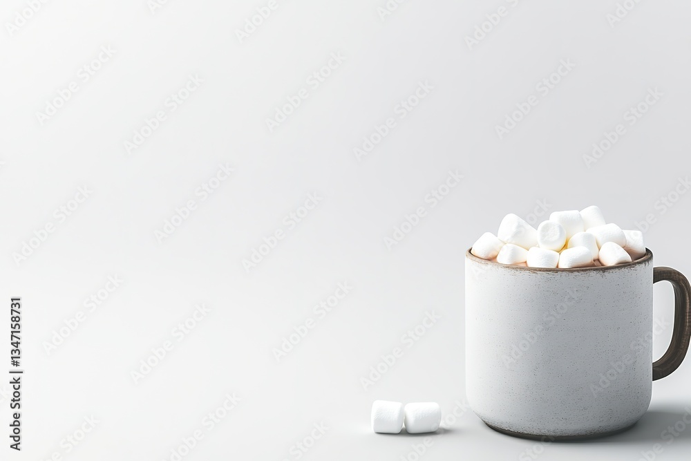 top-down view of hot cocoa in rustic mug with marshmallows soft diffused lighting top-down view of hot cocoa in rustic mug with marshmallows soft diffused lighting