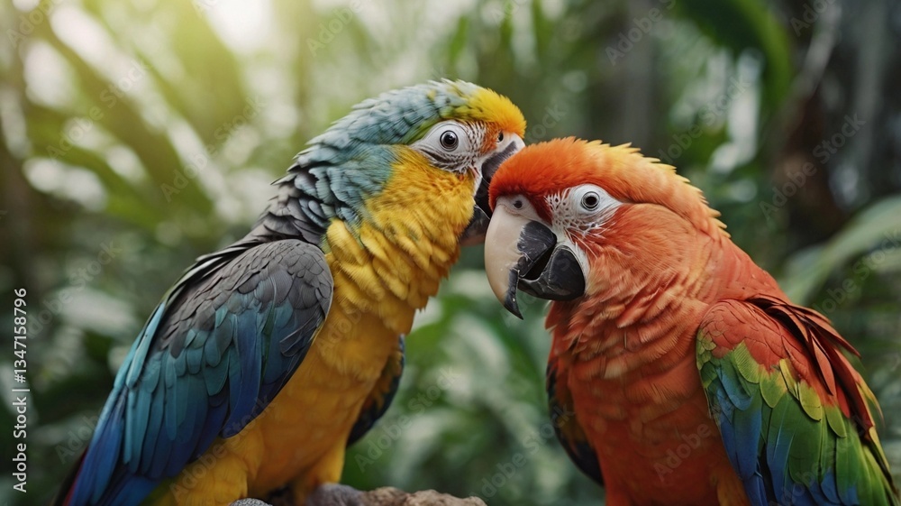 Vibrant Parrots in a Soft-Focus Environment with Stunning Detail Vibrant Parrots in a Soft-Focus Environment with Stunning Detail