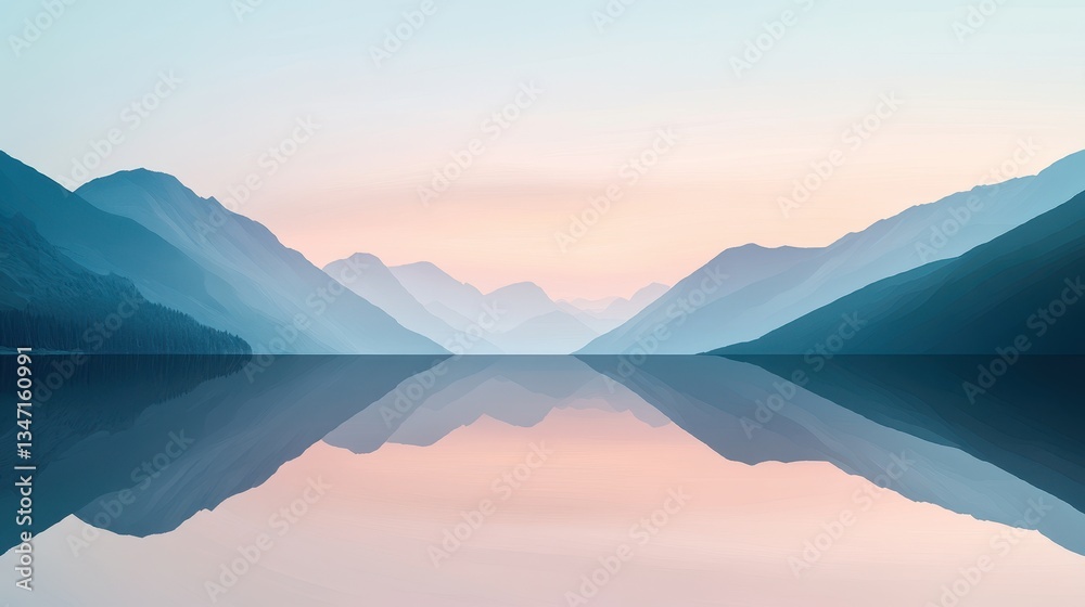 Fototapeta premium Serene Mountain Lake Reflection at Sunset. (7)