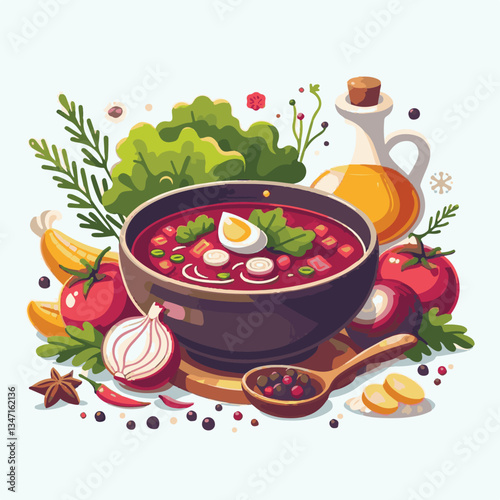 soup, food, borscht, bowl, ukrainian, dish, lunch, dinner, vegetable, beet, cream, cuisine, borsch, beetroot, red, meat, traditional, healthy, meal, homemade, hot, gourmet, plate, garlic, tasty, cooki
