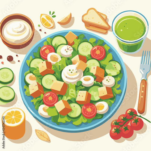 healthy, lunch, food, cheese, meal, lettuce, fresh, salad, green, gourmet, bread, parmesan, delicious, sauce, vegetable, dinner, caesar, bowl, chicken, appetizer, cuisine, dish, crouton, grilled, plat