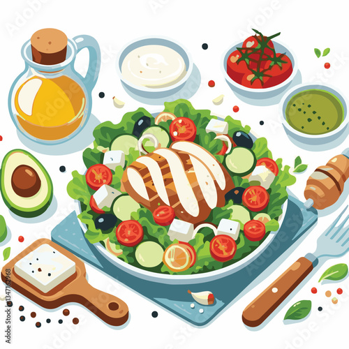 healthy, lunch, food, cheese, meal, lettuce, fresh, salad, green, gourmet, bread, parmesan, delicious, sauce, vegetable, dinner, caesar, bowl, chicken, appetizer, cuisine, dish, crouton, grilled, plat