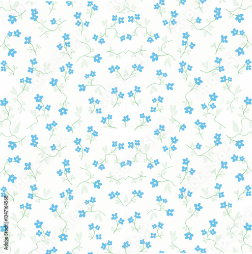 a pattern of several pastel shades depicting intertwined forget-me-nots
