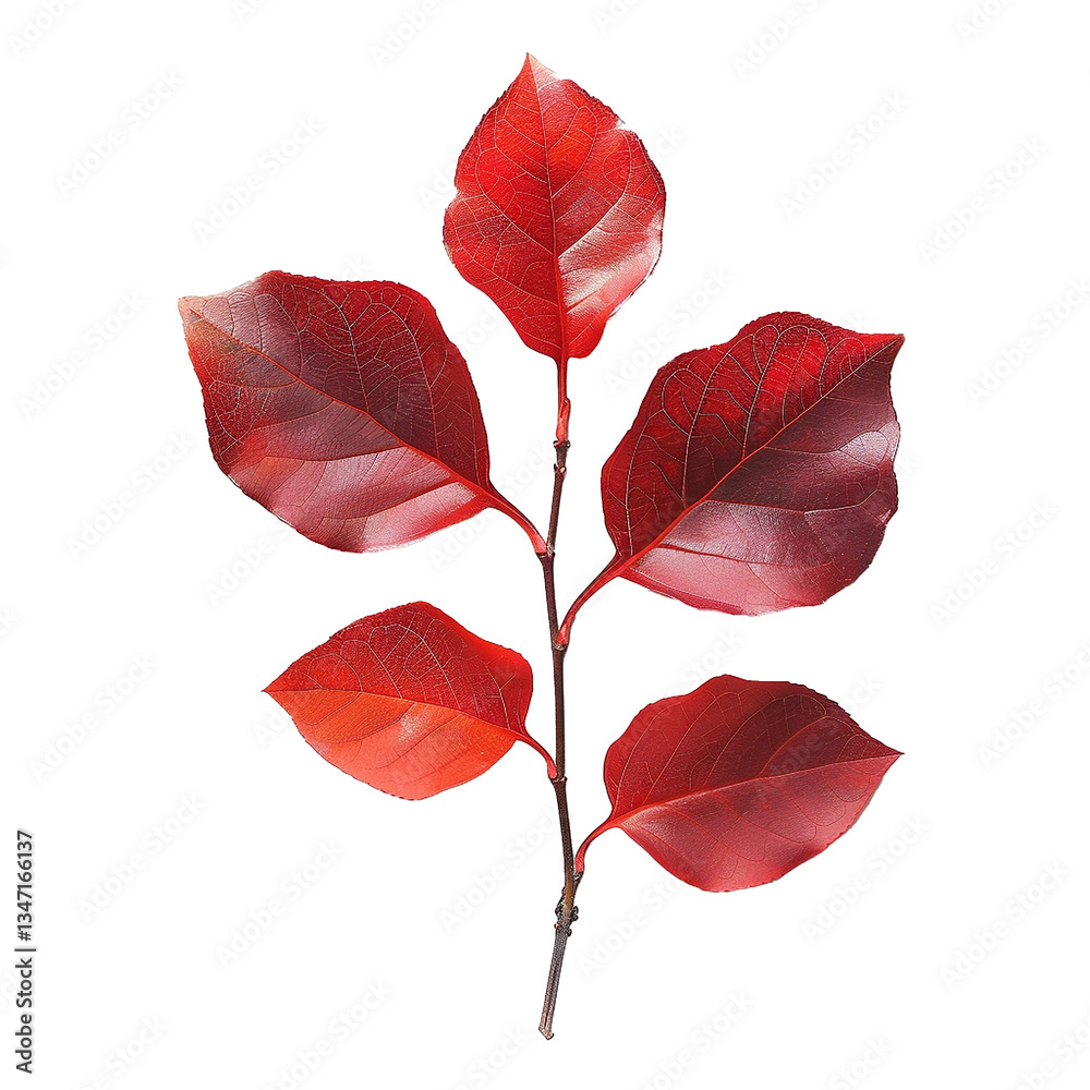 Obraz premium Stunning Closeup of Vibrant Red Autumn Leaves on a Branch