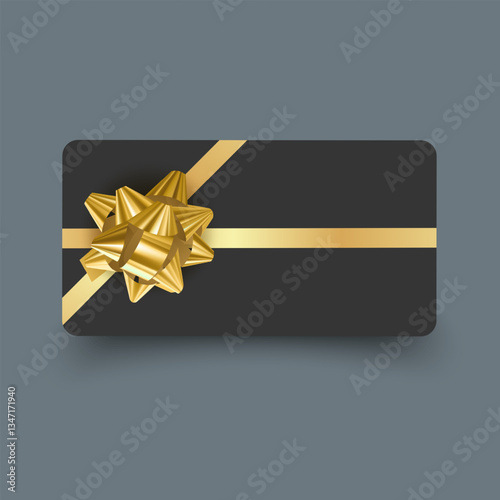 Elegant black and gold gift voucher with ribbon and bow