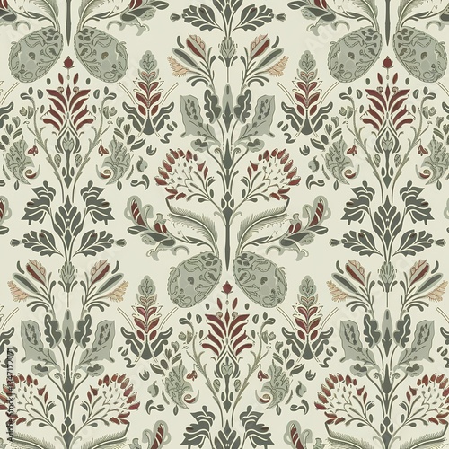 Intricate Floral Pattern in Muted Vintage Colors