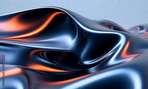 Abstract Liquid Metal Sculpture Dynamic Curves, Iridescent Flow, Glowing Hues