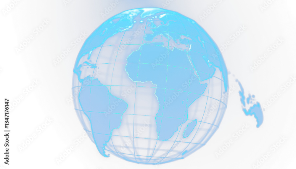 Naklejka premium Futuristic Glowing Wireframe Globe 3D Render