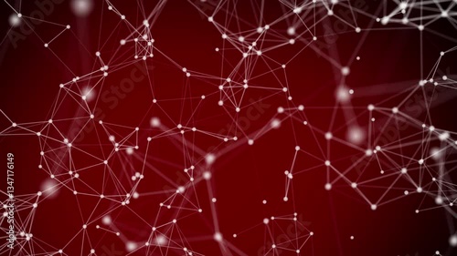 Seamless Loopable Abstract Red Background Network Connection Structure - Loopable Technology Animation Background