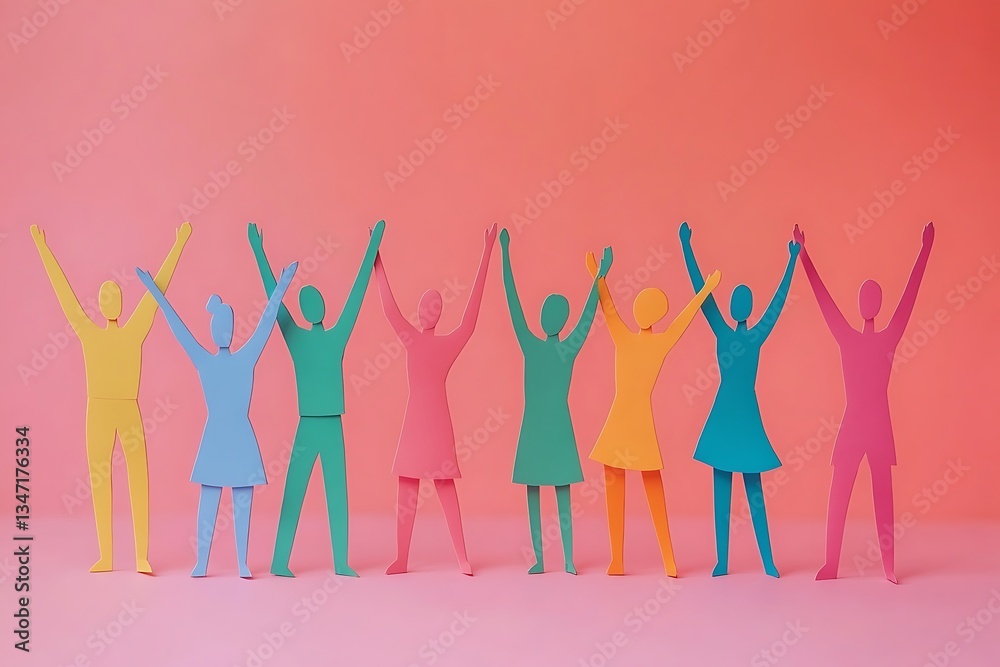 Colorful Paper Figures Standing Together in Solidarity Colorful Paper Figures Standing Together in Solidarity