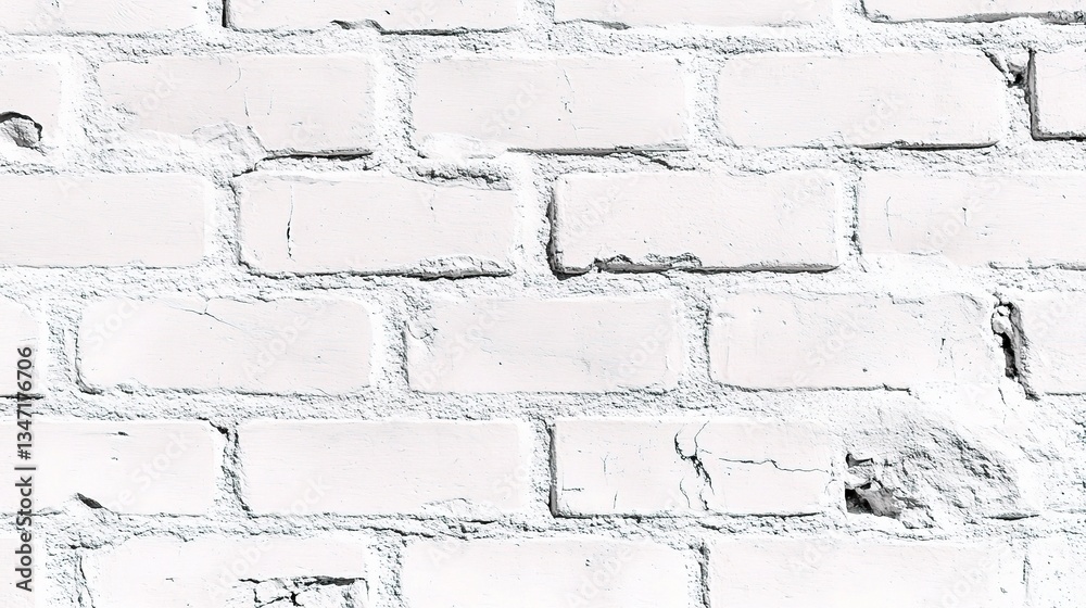 White Brick Wall Texture with Shadows and Cracks for Design Use