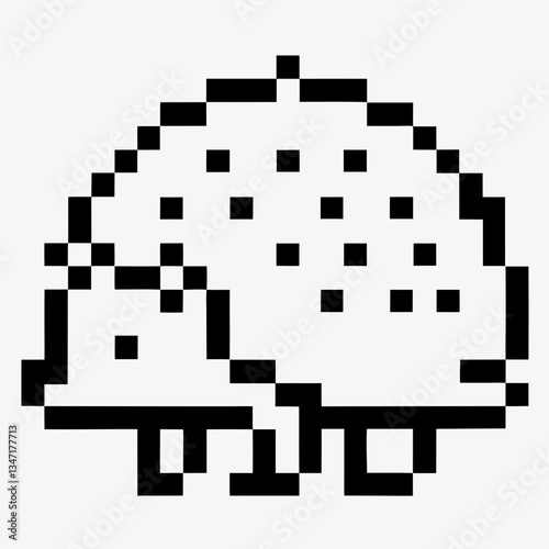 a cute pixel art hedgehog. The simple design and minimal color palette highlight its charm and appeal
