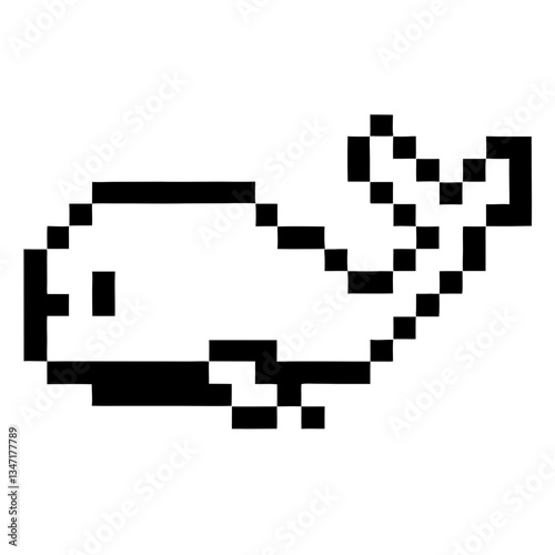 Pixelated whale, simple vector graphic