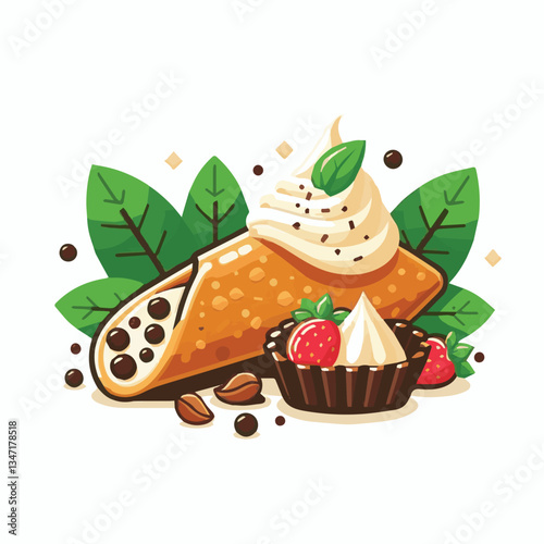 dessert, pastry, sweet, cannoli, food, delicious, chocolate, cream, italian, bakery, gourmet, cannolo, traditional, background, sicily, italy, creamy, white, breakfast, filling, ricotta, crust, cheese