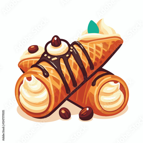 dessert, pastry, sweet, cannoli, food, delicious, chocolate, cream, italian, bakery, gourmet, cannolo, traditional, background, sicily, italy, creamy, white, breakfast, filling, ricotta, crust, cheese