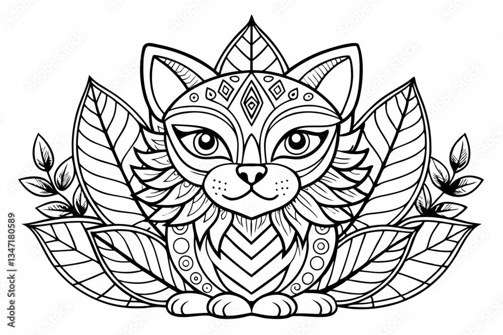 Fototapeta premium coloring page line art black silhouette vector