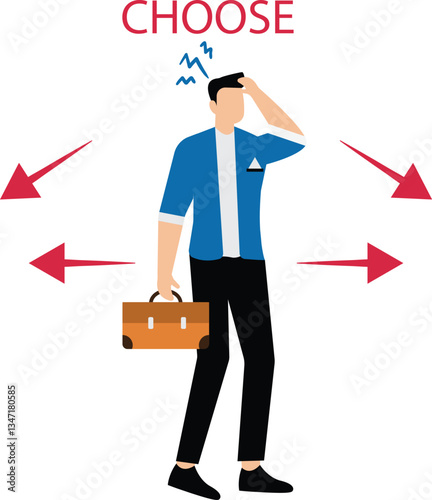 Confused businessman choosing directions