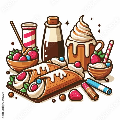dessert, pastry, sweet, cannoli, food, delicious, chocolate, cream, italian, bakery, gourmet, cannolo, traditional, background, sicily, italy, creamy, white, breakfast, filling, ricotta, crust, cheese
