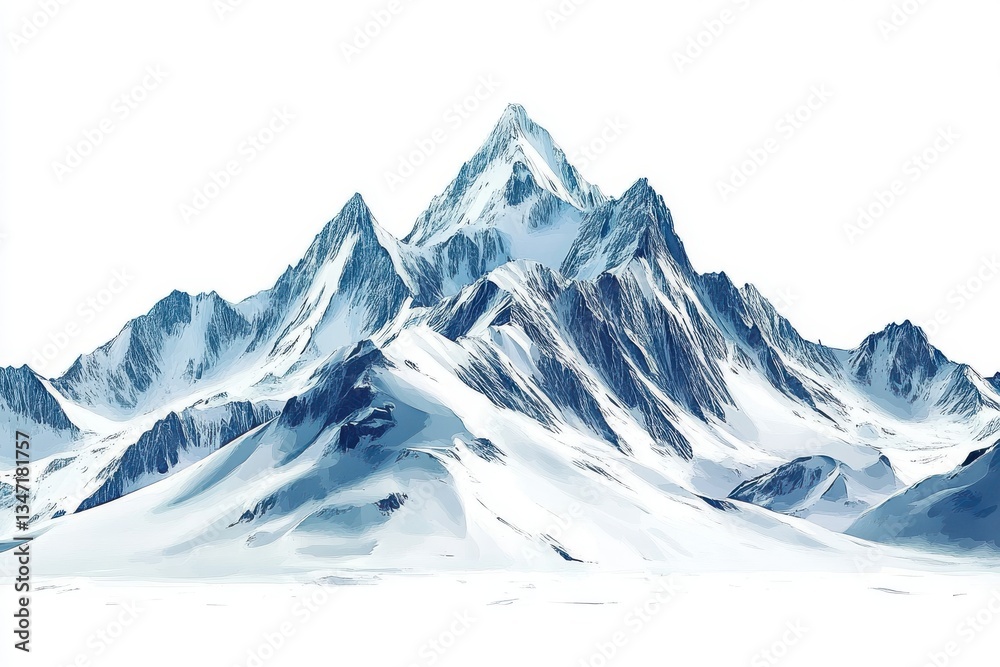 Obraz premium snow mountains landscape isolated on white background